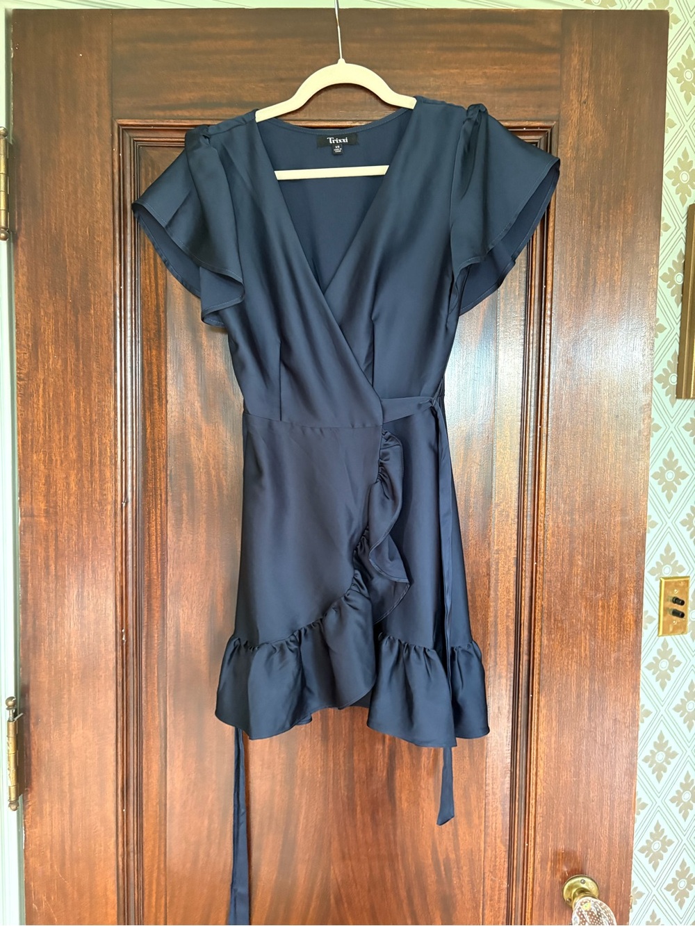 Trixxi Navy Blue Ruffle Wrap Dress